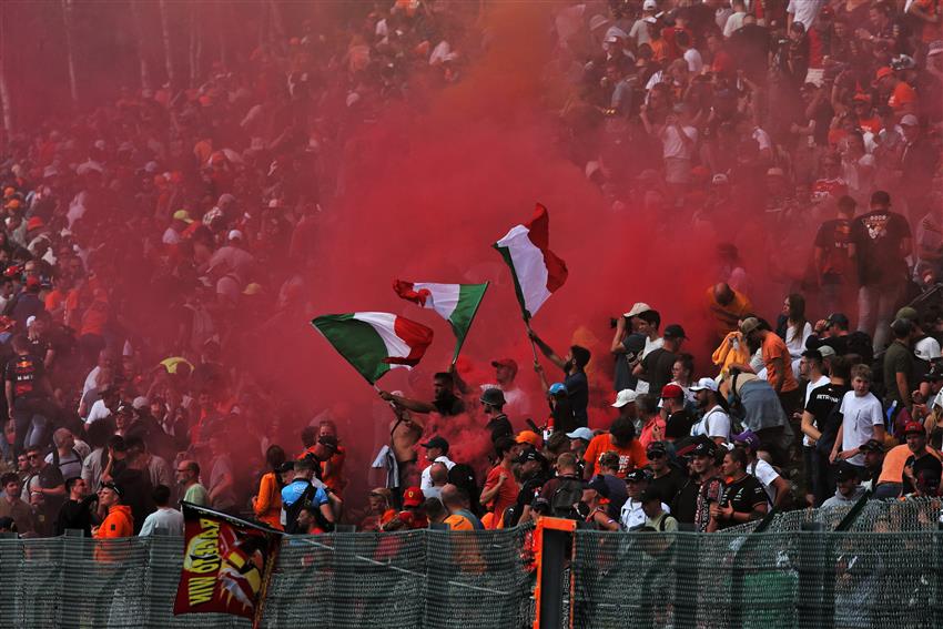 red flare in grandstand